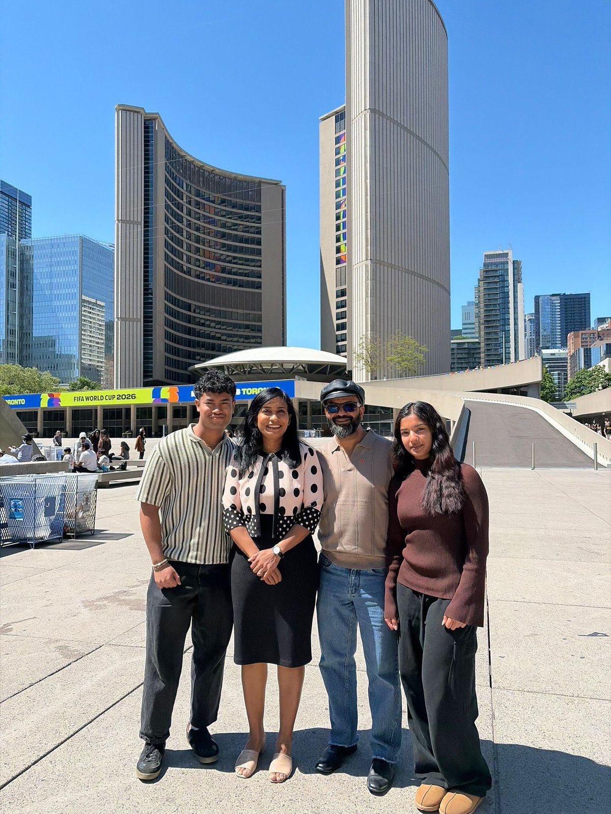 Sharmina Nasrin with her family at Toronto City Hall